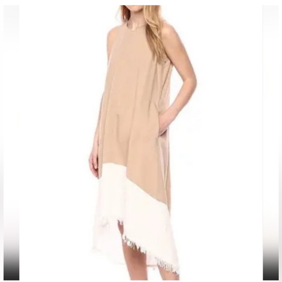 Nanette Lepore Dresses & Skirts - Nanette Lepore high low hem Tan and White Dress